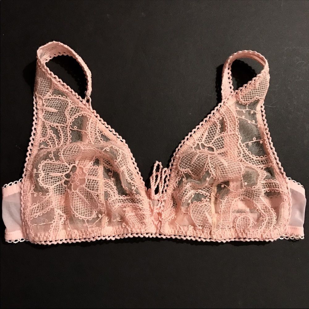 Victoria’s Secret Dream Angels crochet unlined bralette bra pink Medium - Picture 4 of 9